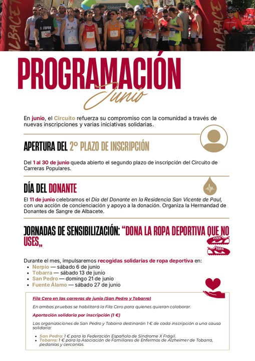 EL DÍA DEL DONANTE, LA RECOGIDA DE ROPA DEPORTIVA O UNA FILA CERO SON ALGUNAS DE LAS ACCIONES QUE SE LLEVARÁN A CABO EN EL MES DE JUNIO