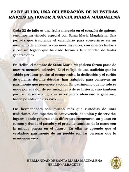 22 DE JULIO, UNA CELEBRACIÓN DE NUESTRAS RAÍCES EN HONOR A SANTA MARÍA MAGDALENA