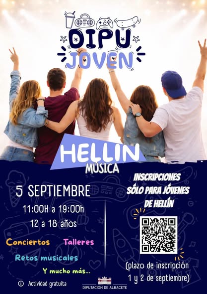 HELLÍN ACOGERÁ DIPUJOVEN HELLIN, UNA JORNADA GRATUITA DE MÚSICA, CREATIVIDAD Y TECNOLOGÍA PARA JÓVENES DE TODA LA PROVINCIA